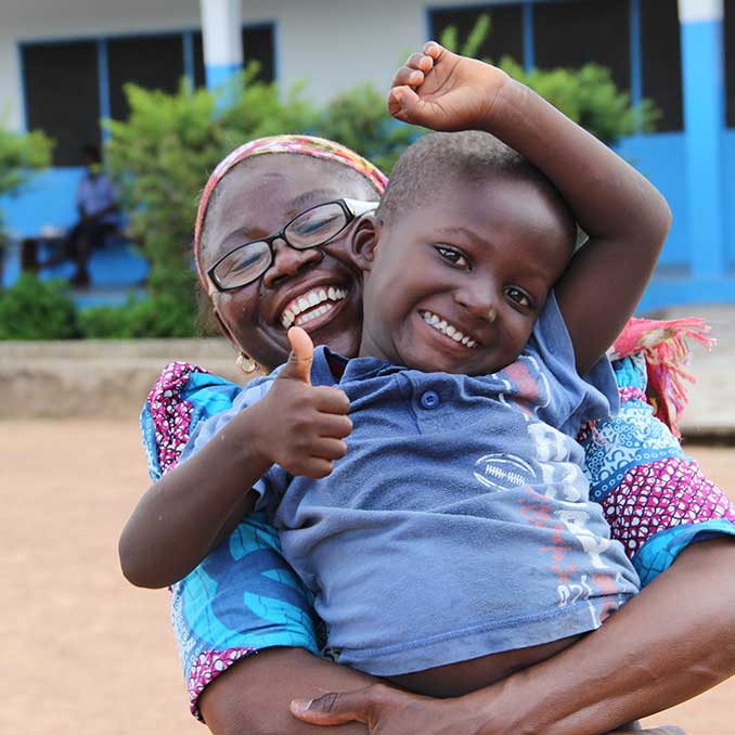 Woman and child smiling